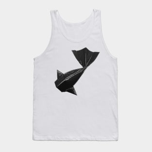 Schwarzes Origami Fisch Muster Tank Top